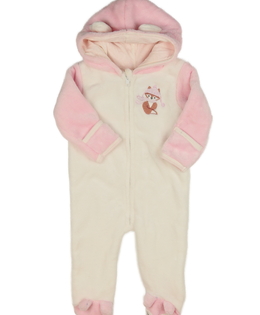 Růžovo-bílý teplejší overal 