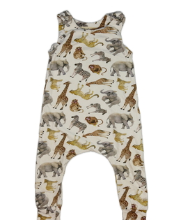 Bílý overal se zvířátky 