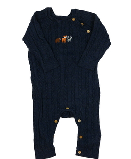 Tmavě modrý pletený overal se zvířátky M&S