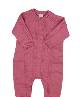 Růžový pletený vzorovaný overal Next