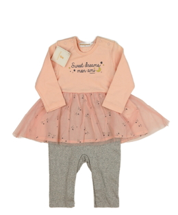 Nový růžovo-šedý overal se sukénkou