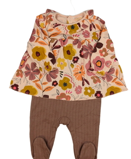 Růžový květinový zdobný overal Next