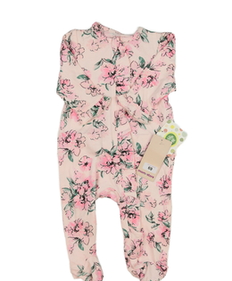 Nový růžový květinový overal s volánky 