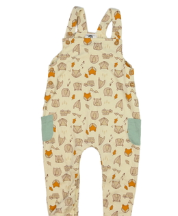 Hnědý overal se zvířátky 