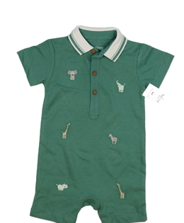 Nový zelený overal s límečkem a se zvířátky Nutmeg