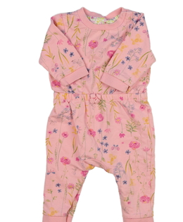 Růžový květinový mikinový overal Mothercare
