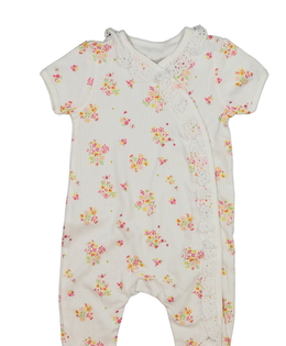 Bílý letní overal s květinami a krajkou Nutmeg