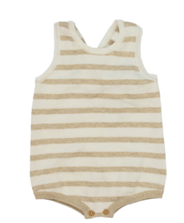 Hnědo-krémový pletený overal 