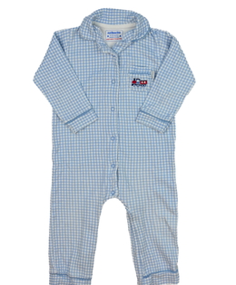 Modrý kostkovaný overal s límečkem Jojo Maman Bébé