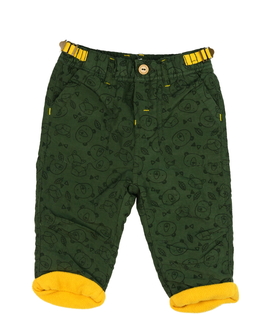 Zelené vyteplené kalhoty s medvědy 