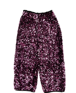 Růžově flitrované široké kalhoty Tu