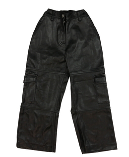 Černé koženkové široké kalhoty