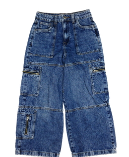 Modré riflové zvonové kalhoty Primark