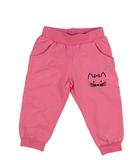 Růžové tepláky s kočičkou 