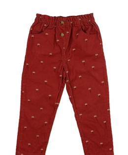 Červené manšestrové kalhoty s květinami Next