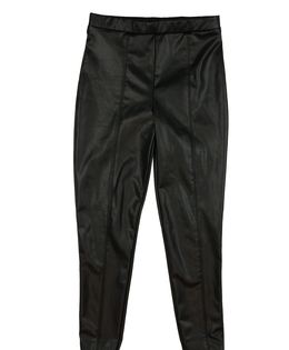 Černé koženkové vyteplené legíny 