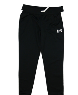 Černé tepláky s bílým pruhem na boku Under Armour 