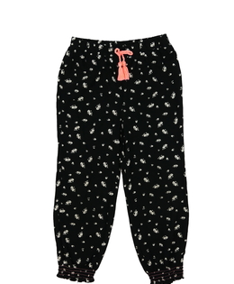 Černé vzdušné květinové kalhoty 