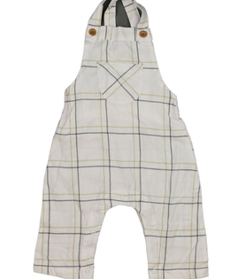 Bílé pruhované kalhoty s laclem 