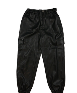 Černé koženkové volné kalhoty River Island 