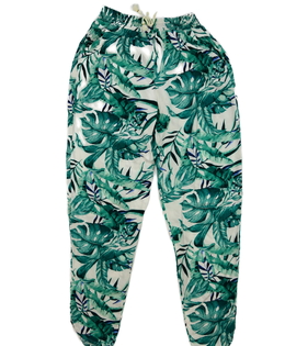 Bílé vzdušné kalhoty se zelenými listy H&M