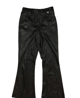 Černé koženkové zvonové kalhoty River Island 