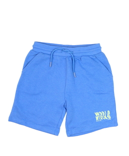 Modré kraťasy se zeleným nápisem 