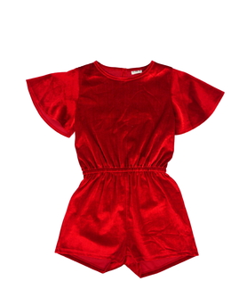 Červený kraťasový overal semišový F&F