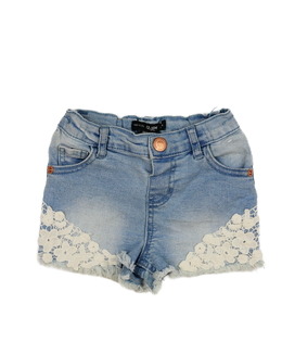 Modré riflové kraťasy s krajkou 