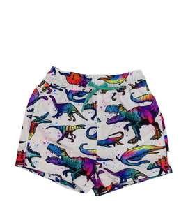 Bílé plážové kraťasy s dinosaury Nutmeg 