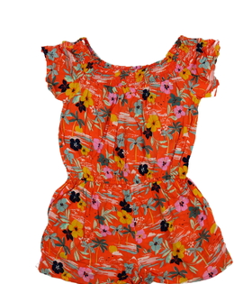 Oranžový kraťasový overal s obrázky M&S