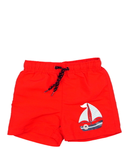 Červené kraťasy s plachetnicí 