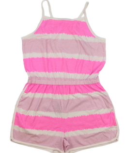 Růžovo-bílý kraťasový overal Primark 