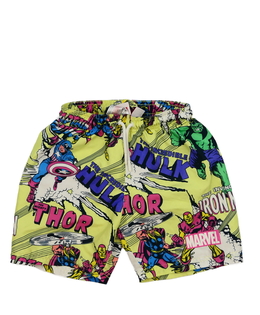 Žluté plážové kraťasy s hrdiny Marvel Primark 