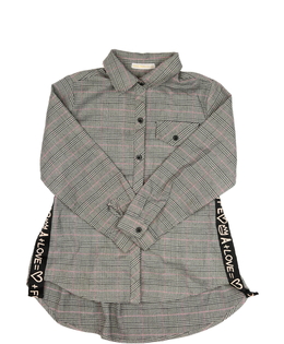 Pruhovaná šedá košile s volánky 