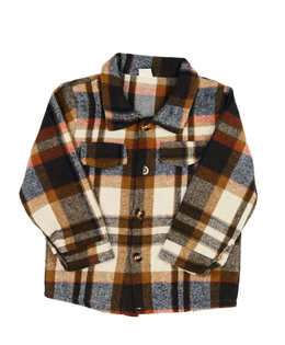 Hnědá kostkovaná teplejší košile 