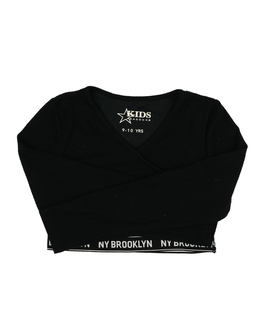 Černý žebrovaný crop top 