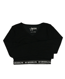 Černý žebrovaný crop top 