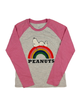 Šedé triko s růžovými rukávy Peanuts M&S