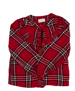 Červená společenská košile s volánky 