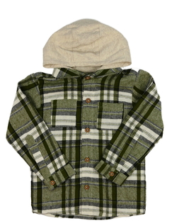 Nová zelená kostkovaná košile s kapucí