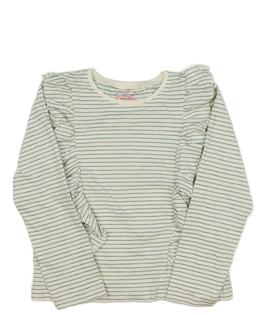 Krémové triko se zelenými pruhy a volánky Next