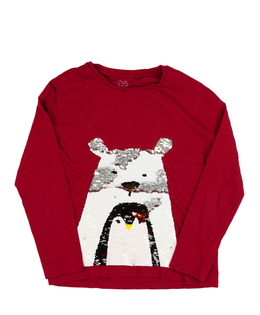 Tmavě červené triko se zvířátky z flitrů Next