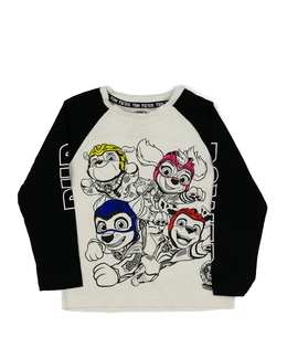 Bílé triko s černými rukávy Tlapová Patrola 