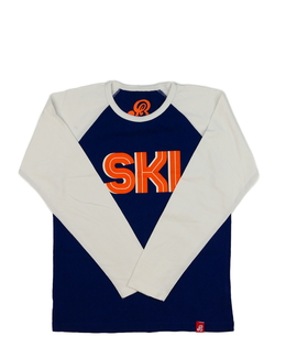 Modré triko s bílými rukávy 