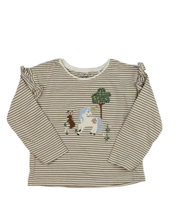 Pruhované triko s volánky se zvířátky Next