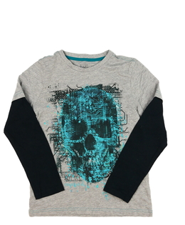 Šedé stylové triko s lebkou F&F