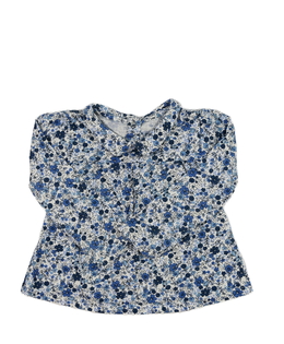 Bílé triko s modrými květinami Tu