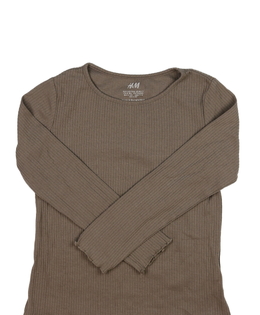 Tmavě hnědé žebrované triko H&M
