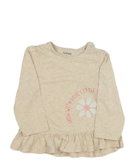 Krémové melírované triko s květinou Nutmeg